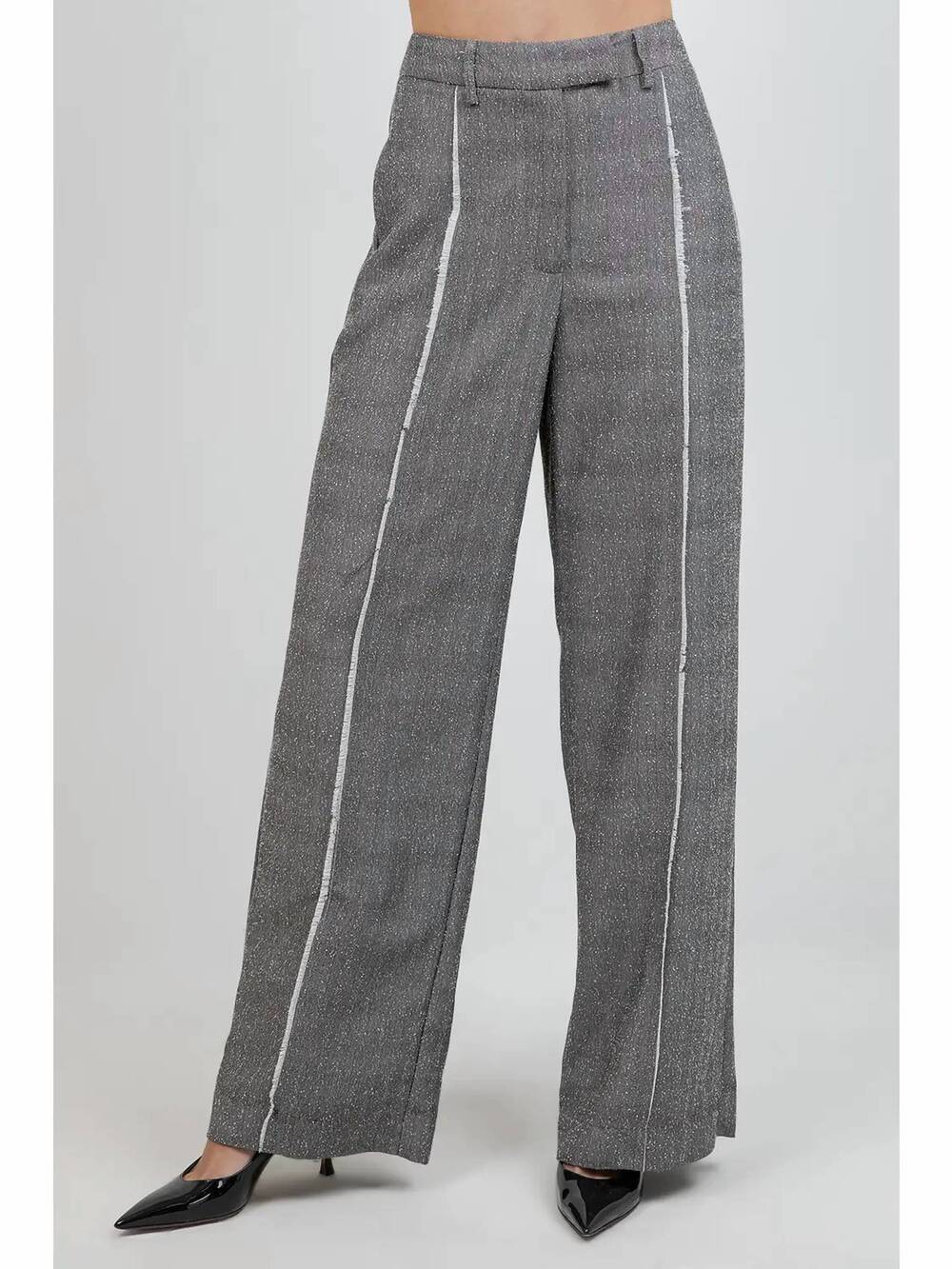 NEW WHITEROOM+CACTUS fray edge detailed straight leg trousers in charcoal